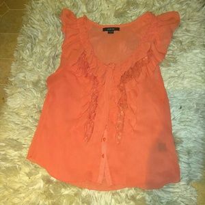 Lace "paper tee" sheer top